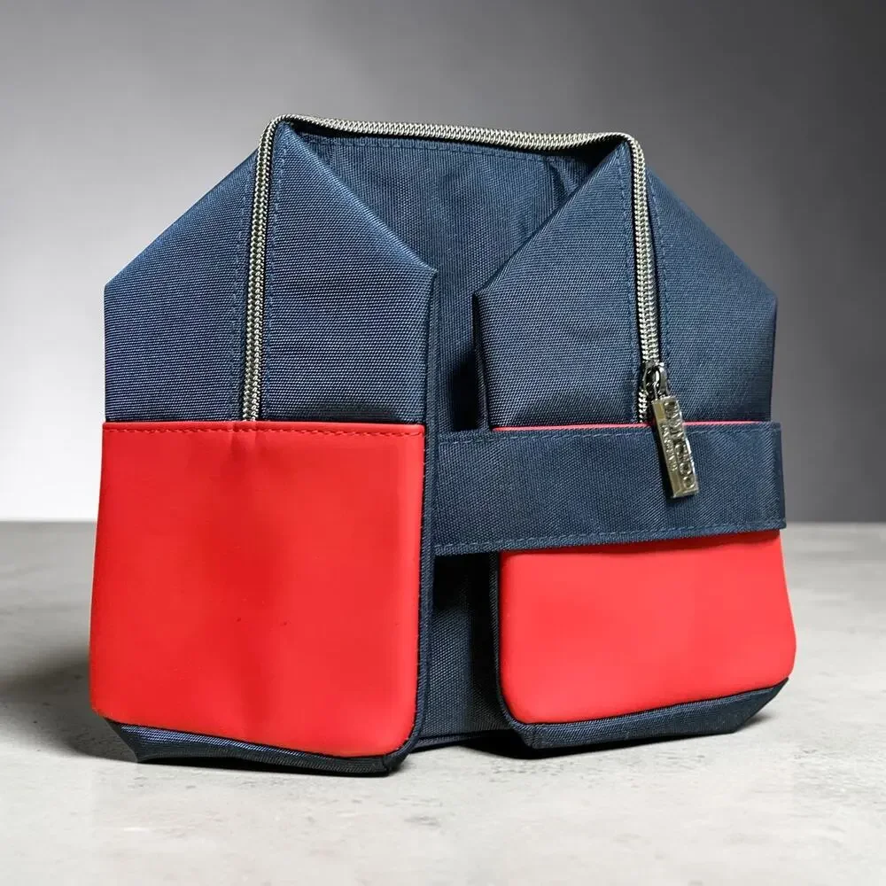 Jimmy Choo New Men's Travel Size Bag Elegant Toiletries Red Blue Zippered